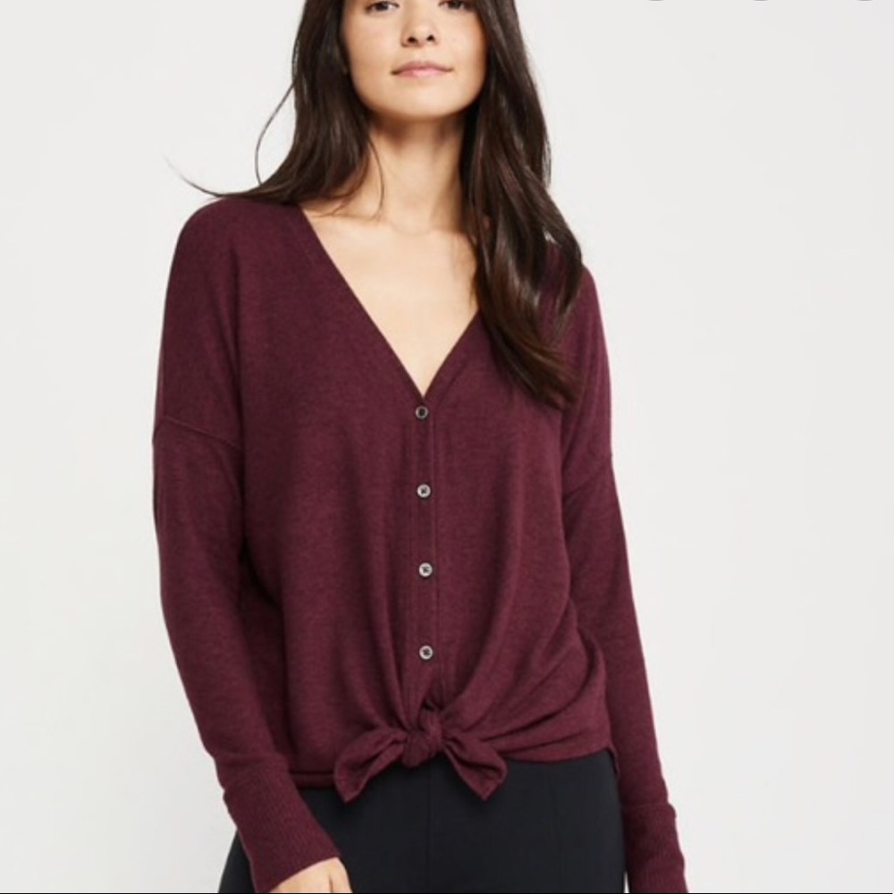 Abercrombie Burgundy Tie Front Top